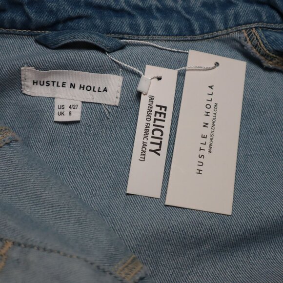 Hustle N Holla Felicity Denim Shacket Women Blue Y2K Casual Trendy Oversized NWT - Picture 8 of 15